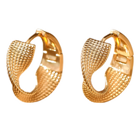 Lightweight Twisted Texture Hoop Earrings 1.4inch: 2024 New Trendy Gold 661