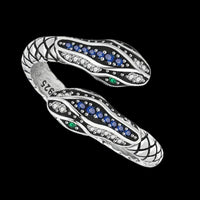 100% 925 Sterling Silver Rings For Women Snake Shape Green Eye Simple Trendy 487