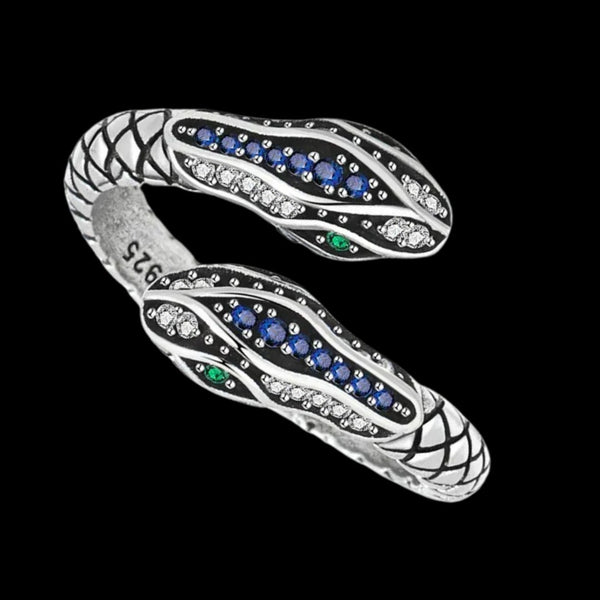 100% 925 Sterling Silver Rings For Women Snake Shape Green Eye Simple Trendy 487