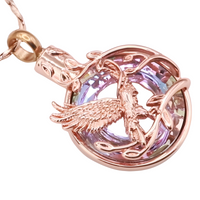 Rose Gold Eagle Bird Circular Crystal Inlay Pendant Necklace Snake Chain B205