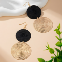 Women's Punk Style Large Circular Dangle Earring and Pendant Necklace Set B107