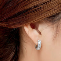 925 Sterling Silver Pave Cubic Zirconia Huggie Hoop Earrings Small CZ Hoop 355