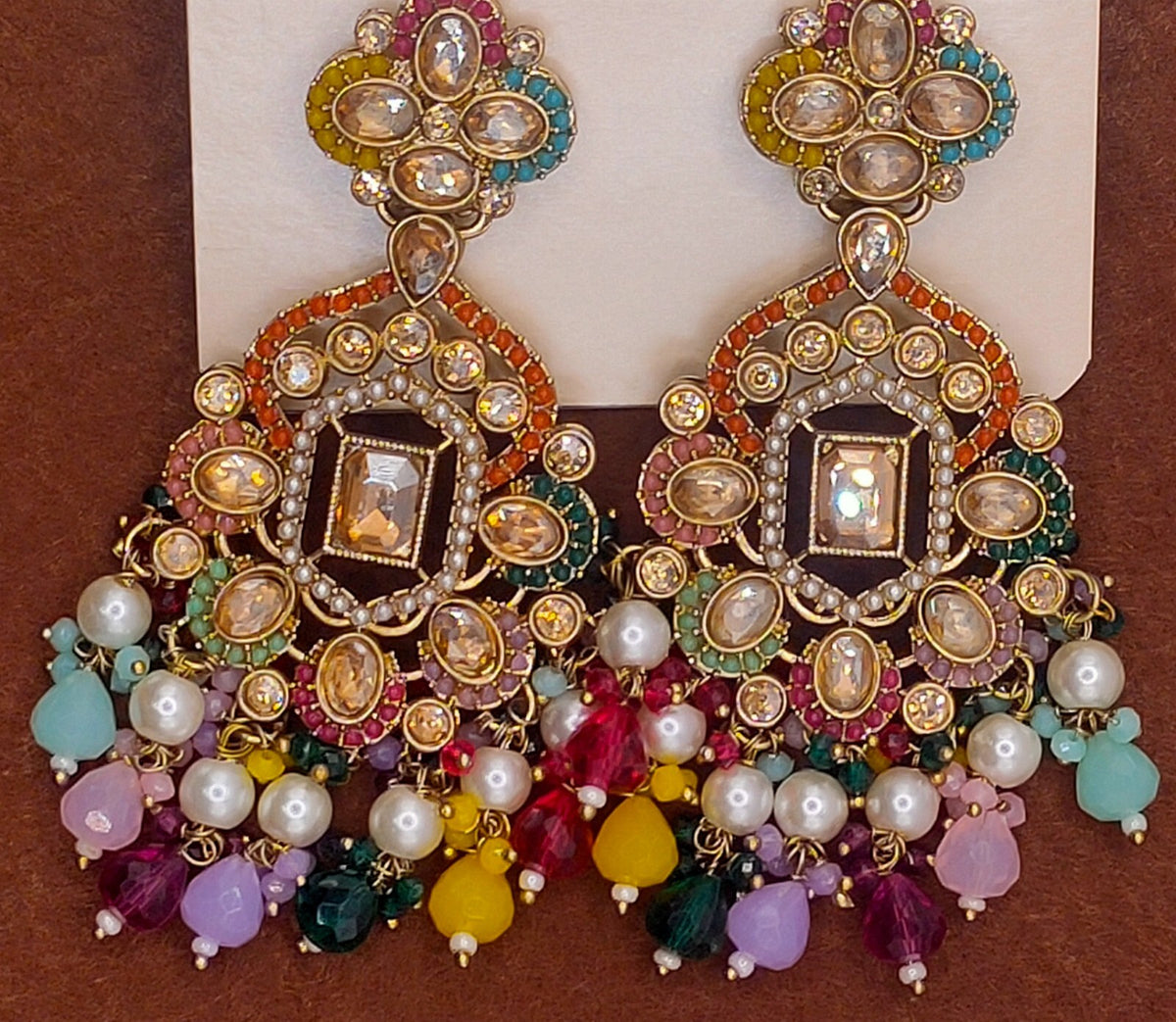Elegant Bollywood Inspired Gold Kundan Earrings - Traditional Indian Jewelry 196