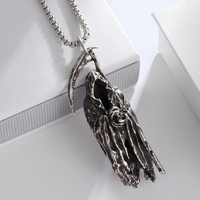 Unified Jewellery Grim Reaper Scythe Pendant Necklace 60cm Chain Gothic 6cm 1892