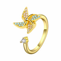 Pinwheel Spinner Ring Adjustable Open Band Spinning Rotating Fidget Ring 1564