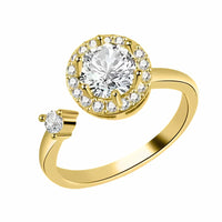 Rotatable Spin Ring Halo Solitaire Spinner Ring Adjustable Open Band 1566