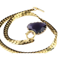 Purple Heart Pendant Necklace 40cm Statement Toggle Chain Clavicle Collar  1330