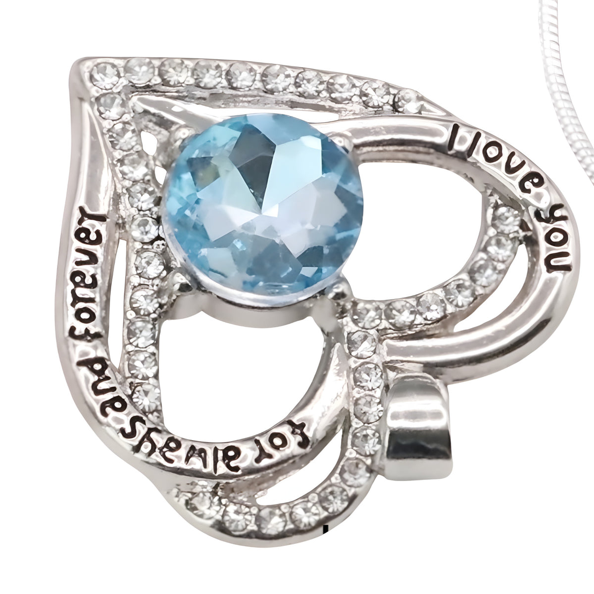 Heart Pendant Necklace For Women Silver Plated Base Metal Zircon Stone Link B266