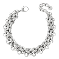 Silver Colour Chunky Chain Bracelet For Women, Luxury Woven Link Bracelet B333