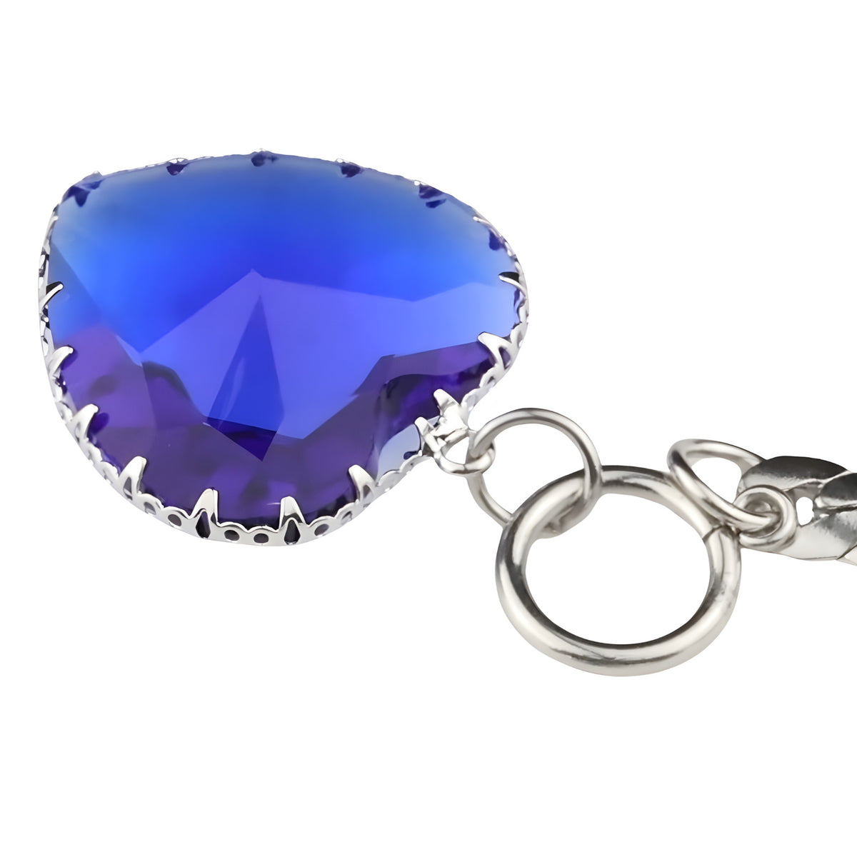 Royal Blue Heart Pendant Necklace 50cm Cuban Link Chain Toggle Clasp 1325