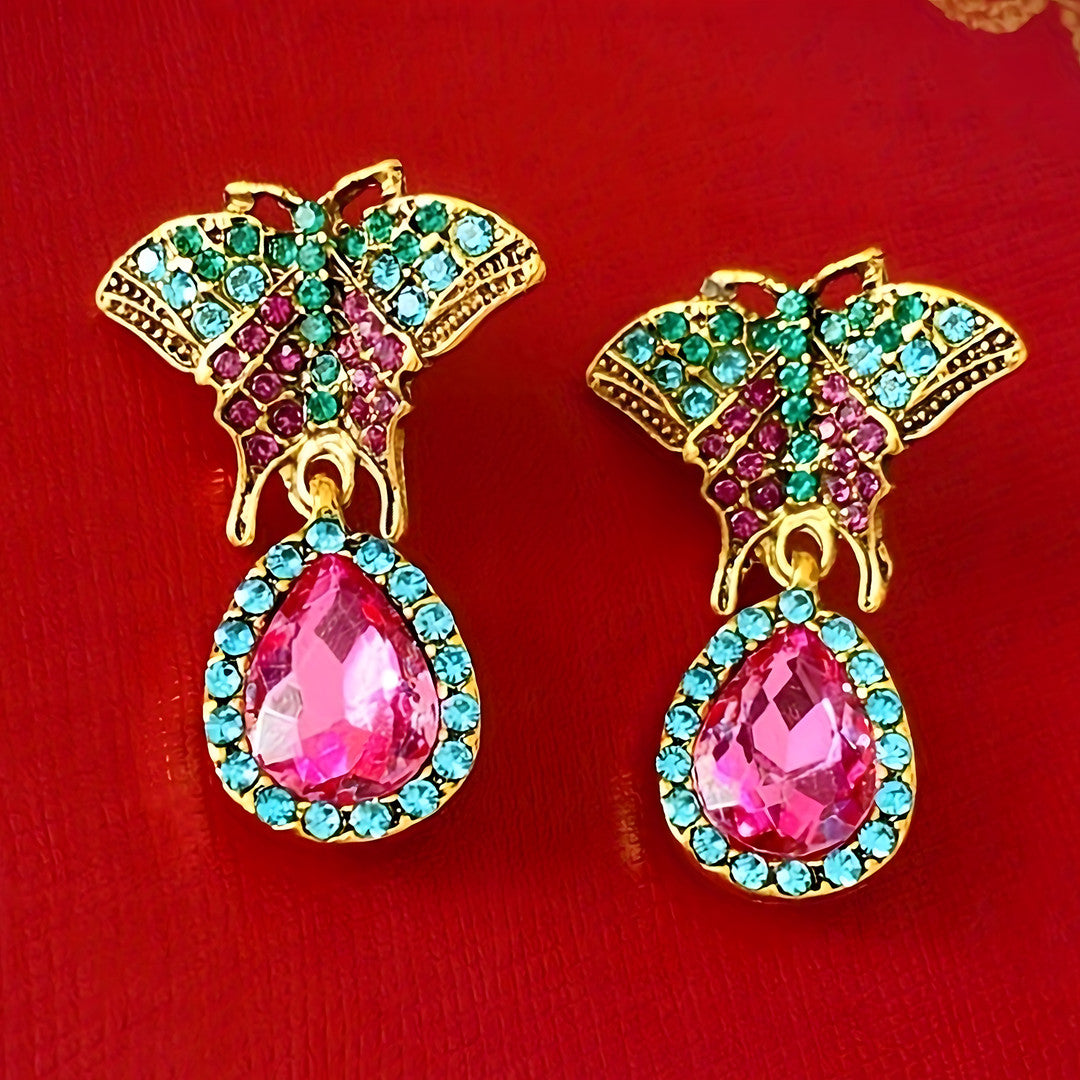 18K Gold Plated Butterfly Earrings Women – Elegant Zinc Alloy Drop Earrings 759