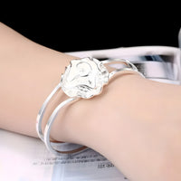 Unified Jewellery Abstract Rose Double Band Hinged Cuff Bracelet Women 1864