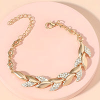 Gold Plated Leaf Bracelet for Women, Elegant Hip Hop Style Twisted Design 556