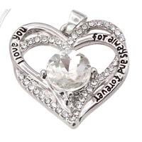 Crystal Clear Zircon Heart Necklace For Women Rhodium-Plated Base Metal B276