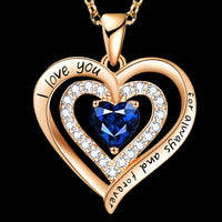 Gold Plated Zinc Alloy Heart Pendant Necklace with Heart-Shaped Coloured B298