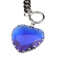 Royal Blue Heart Pendant Necklace 50cm Cuban Link Chain Toggle Clasp 1325