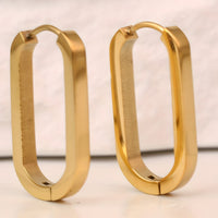 Gold Hoop Earrings Women, Small Stainless Steel Geometric Triangle Rectangle 549