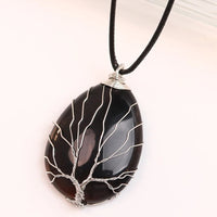 Tree Of Life Black Onyx Pendant Necklace Handmade Crystal Energy Healing 1332