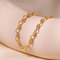 Gold Popcorn Chain Charm Bracelet for Women 18+4cm Classic Geometric Design 749