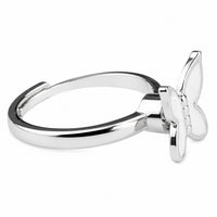 Adjustable Butterfly Ring Silver Tone Open Band Ring White Statement 1580