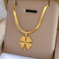 Gold Four Leaf Clover Pendant Necklace Women – Stainless Steel Snake Chain 750