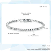 Tennis Bracelet For Women Platinum Plated-Clear 17cm Silver Colour Single B338