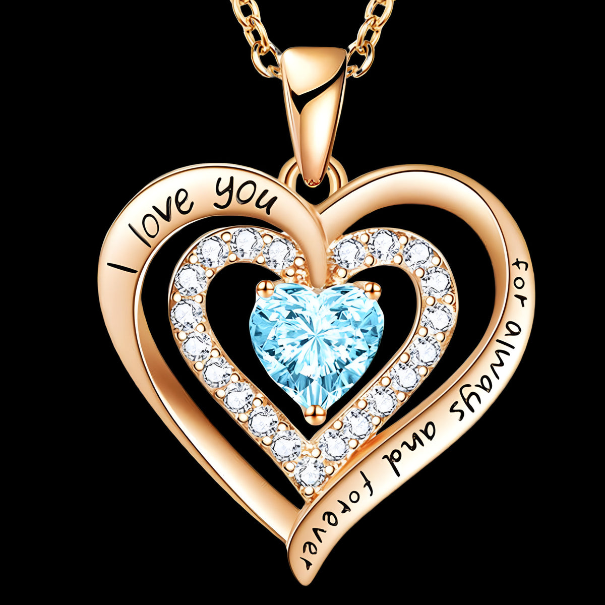 Gold Plated Zinc Alloy, Heart-Shaped Sparkling Cubic Zirconia Center Stone B301