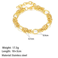 Gold Colour Chain Bracelet Women, Luxury Oval Link Bracelet Interwoven Knot B334