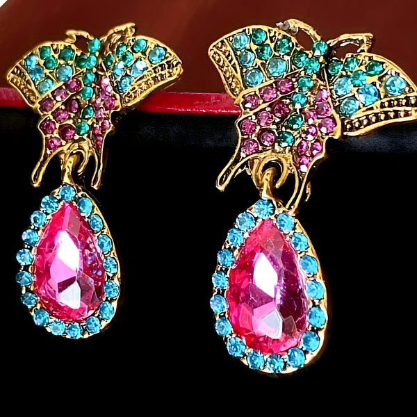 18K Gold Plated Butterfly Earrings Women – Elegant Zinc Alloy Drop Earrings 759
