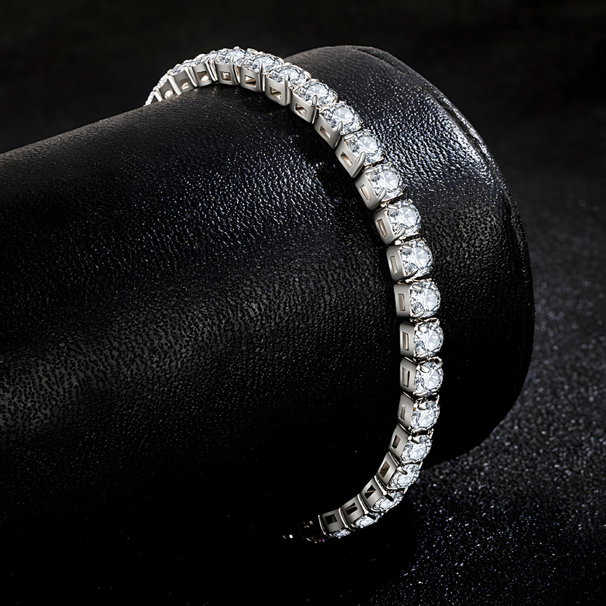 Silver Colour Tennis Bracelet For Women, Round Clear Stone Bracelet B335
