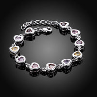 925 Sterling Silver Noble Charm Bracelets Zircon Chain Crystal Jewelry B195