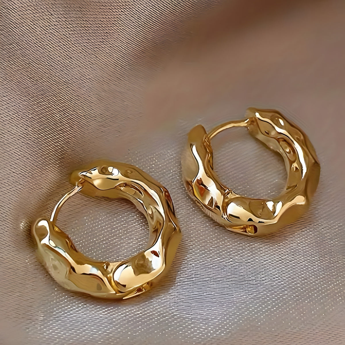 Vintage Gold Irregular Hammered Chunky Earrings Women Minimalist Geometric 547