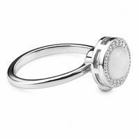 Adjustable Open Ring Silver Tone Halo Statement Ring Clear Stone Accent 1583