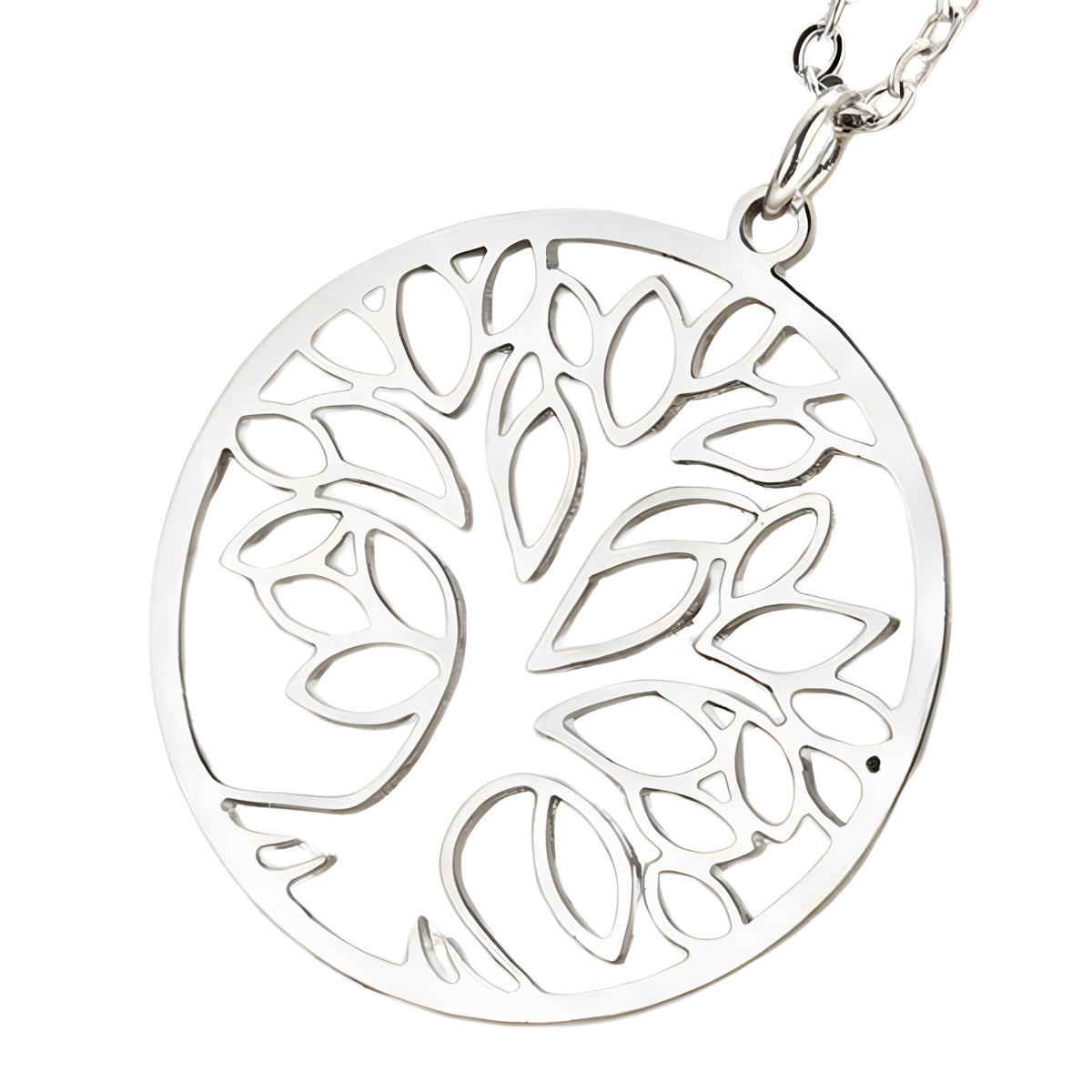 Tree of Life Necklace for Women Stainless Steel Round Pendant Link Chain 1098