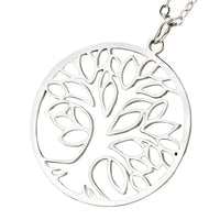 Tree of Life Necklace for Women Stainless Steel Round Pendant Link Chain 1098