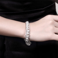 925 Sterling Silver 20 cm Multi Strand Bracelet with Braided Mesh Chain 1869