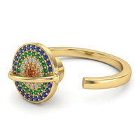 Exclusive Rotatable Planet Saturn Spinner Ring MultiColor Zircon Adjustable 1528