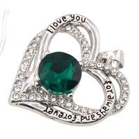 Emerald Heart Necklace For Women Rhodium-Plated Base Metal Zircon Fashion B277