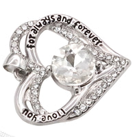 Crystal Clear Zircon Heart Necklace For Women Rhodium-Plated Base Metal B276
