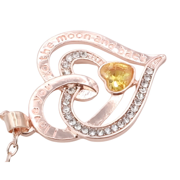 18K Gold Plated Heart Shaped Pendant Necklace Women Zinc Alloy Romantic B312