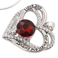 Heart Zircon Pendant Necklace Women Stainless Steel Link Chain Red Stone B270