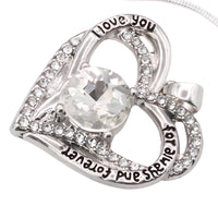 Crystal Clear Zircon Heart Necklace For Women Rhodium-Plated Base Metal B276