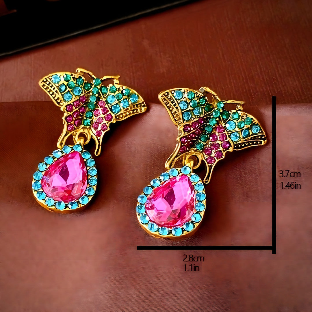 18K Gold Plated Butterfly Earrings Women – Elegant Zinc Alloy Drop Earrings 759