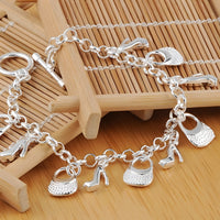 Handbag and High Heel Charm Bracelet, 20cm Statement Link Chain with Toggle 1881