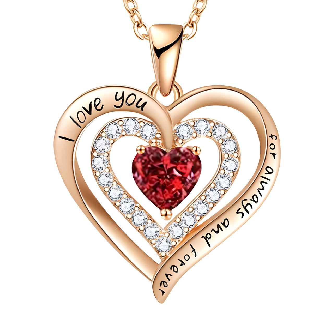 Heart Pendant Necklace For Women Double Heart Design Gold Plated Zinc Alloy B290