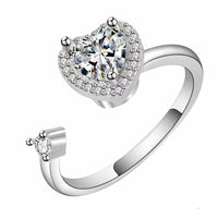 Heart Halo Spinner Ring Adjustable Open Ring Rotating Fidget Ring Anxiety 1546