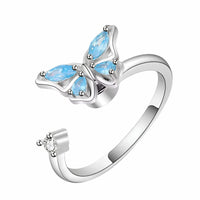 Butterfly Spinner Ring Adjustable Open Band Spinning Rotating Fidget Ring 1549