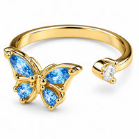 Butterfly Spinner Ring Adjustable Open Band Spinning Rotating Fidget Ring 1548