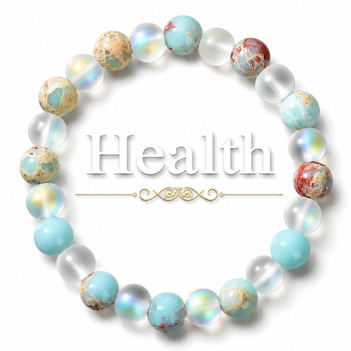 Aura Quartz and Ocean Sediment Beaded Bracelet - Unisex - Homeopathic 1857