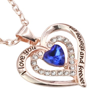 Gold Plated Zinc Alloy Heart Pendant Necklace with Heart-Shaped Coloured B298